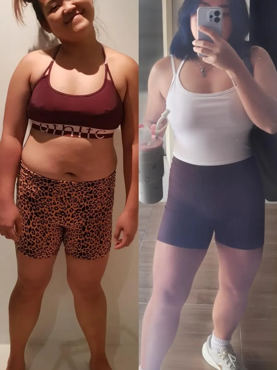 Michiko before and after a four to five month body recomposition